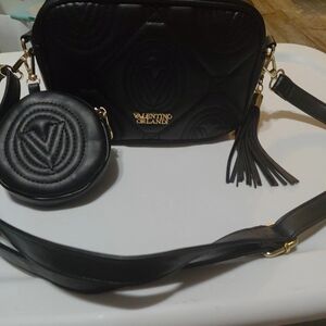 Valentino Orlandi Elegant Black Crossbody Bag with Tassel